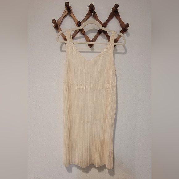 Anthropologie Meadow Rue Prespa Ivory Sleeveless Pleated Shift Dress Sz 8 - Picture 2 of 6
